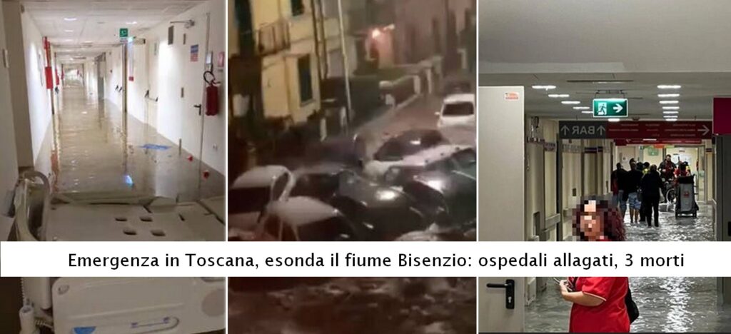 Alluvione in Toscana, esonda il fiume Bisenzio