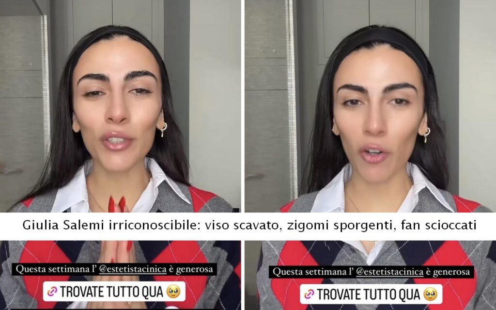 Giulia Salemi irriconoscibile: viso scavato e zigomi sporgenti. Fan in agitazione