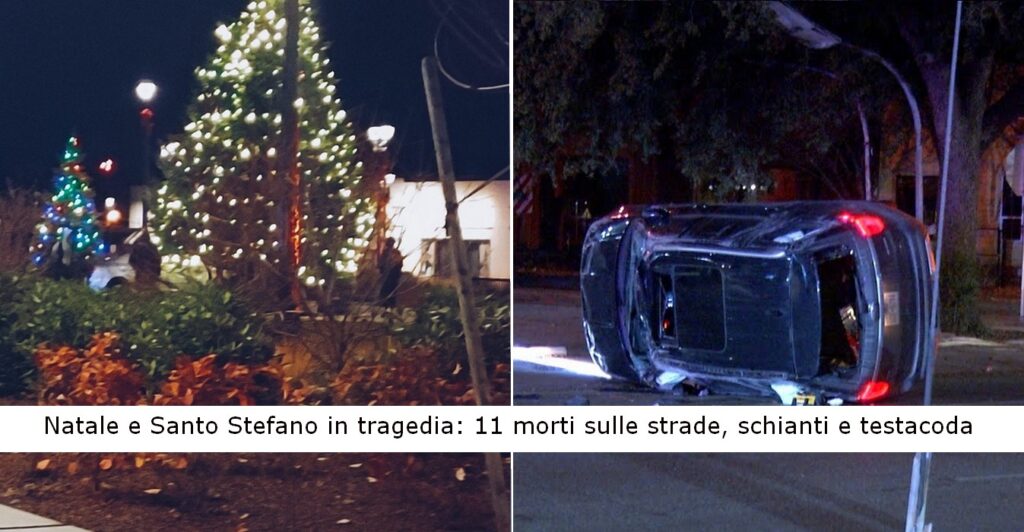 Natale e Santo Stefano 2023 in tragedia, 11 morti sulle strade, violenti schianti e testacoda