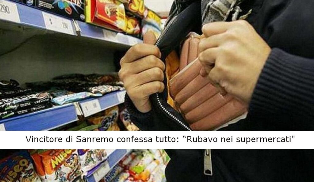 Vincitore di Sanremo scoperchia la verità Rubavo nei supermercati 6000 € di roba