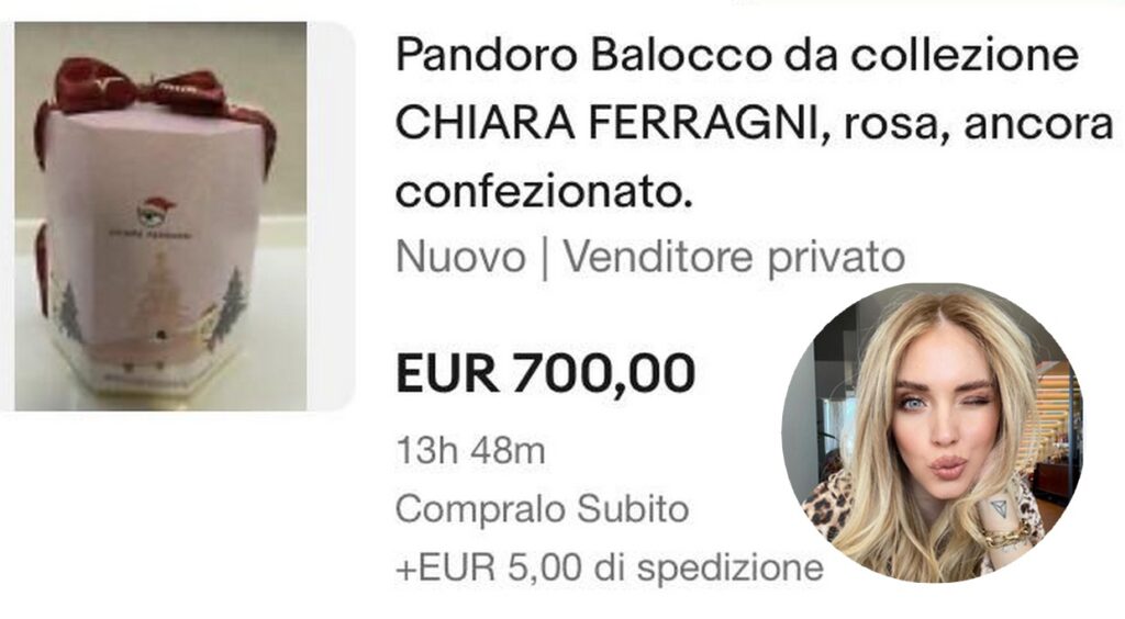 Pandoro Balocco Ferragni a 700 euro su eBay